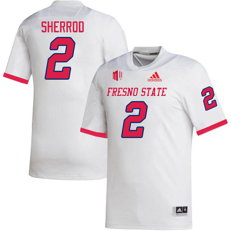 Men #2 Malik Sherrod Fresno State Bulldogs College Football Jerseys Stitched-White